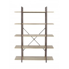 DecMode 48” x 70” Large Contemporary Brown Metal & Wood Bookshelf w/ 5 Shelves   566922155